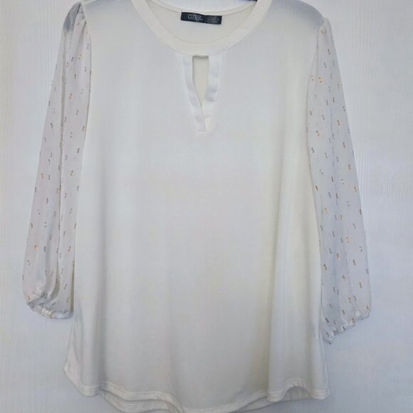Cure ivory cream color 3/4 tunic top XL - Picture 1 of 5